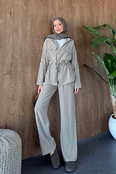 Şulemoda Giyim City Zippered Set of Modal Beige