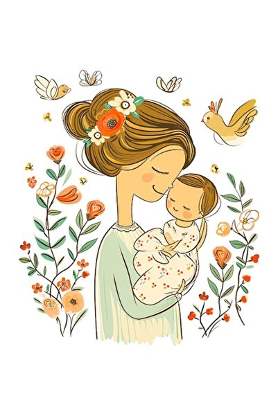 OEM Decorative Sticker, Mother and Child, White