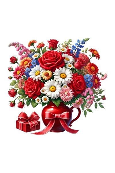 OEM Διακοσμητικό αυτοκόλλητο, μπουκέτο λουλουδιών, πολύχρωμο