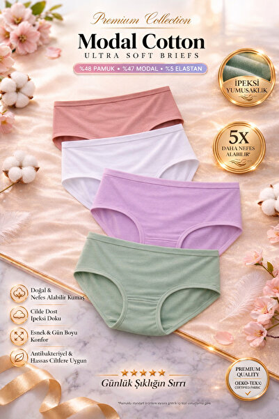 SÜSEN LİNGERİE 4 piese modal tricot texturat chiloți pentru fete, bumbac chil...