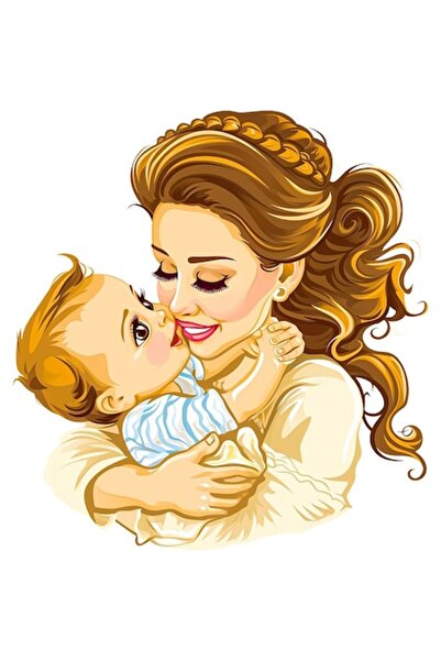 OEM Autocolant decorativ, Mamă și copil, maro