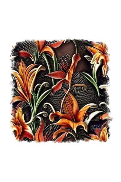 OEM Autocolant decorativ cu flori, portocaliu, 55 cm