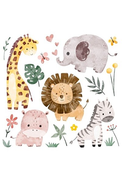 OEM Autocolant decorativ, animale, leu, girafă, zebră, elefant, hipopotam