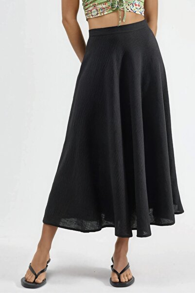 Hiccup Busem High Waist Textured A-Line Maxi Skirt