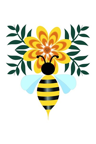 OEM Autocolant decorativ, Albina mănâncă floare, galben, 68 cm