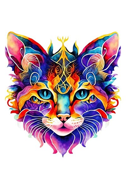 OEM Διακοσμητικό αυτοκόλλητο, Γάτα, Πολύχρωμο