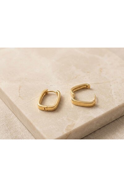 The Monarch Co Women's Gold Color Geometric Rectangle Hoop Earrings - Minimalist Chic Design Non-Tarnish Jewelry