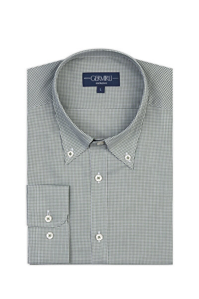 Germirli Albini Relax Formula Yeşil Pötikareli Exclusive Tailor Fit Düğmeli Y...