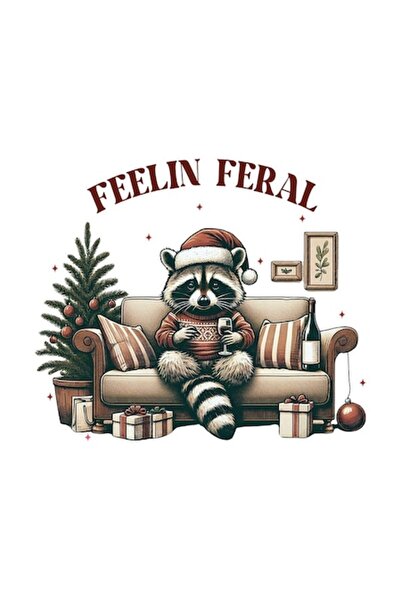 OEM Διακοσμητικό αυτοκόλλητο, Χριστούγεννα, Ρακούν, Πολύχρωμο