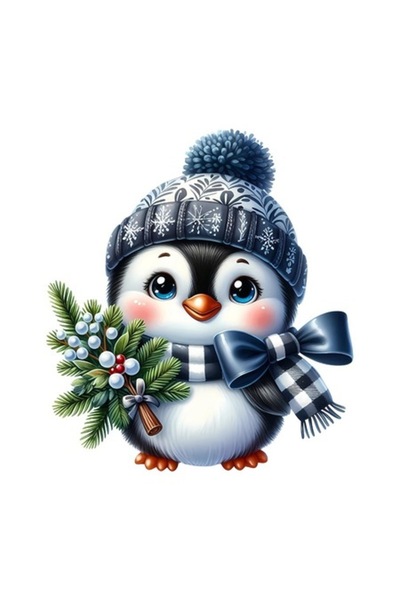 OEM Διακοσμητικό Αυτοκόλλητο, Χριστούγεννα, Πιγκουίνος, Μπλε