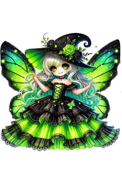 OEM Διακοσμητικό Αυτοκόλλητο, Απόκριες, Νεράιδα, Πράσινο