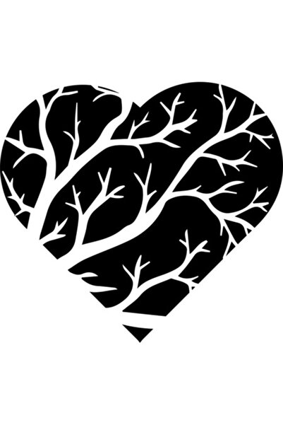 OEM Διακοσμητικό αυτοκόλλητο, Καρδιά από δέντρο, μαύρο, 65 εκ.