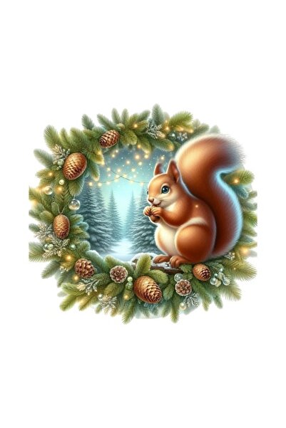 OEM Διακοσμητικό αυτοκόλλητο, Χριστούγεννα, Σκίουρος, Πολύχρωμο