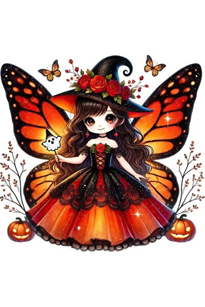 OEM Διακοσμητικό Αυτοκόλλητο, Απόκριες, Νεράιδα, Πορτοκάλι