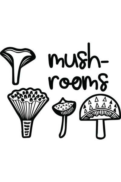 OEM Διακοσμητικό αυτοκόλλητο, μανιτάρια, μαύρο, 75 εκ.