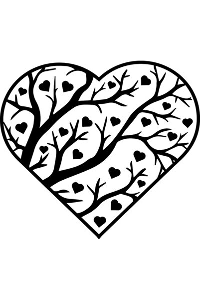 OEM Διακοσμητικό αυτοκόλλητο, Καρδιά από δέντρο, μαύρο, 67 εκ.