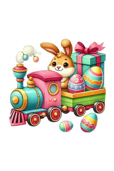 OEM Autocolant decorativ, Trenuleț, Iepuraș, Multicolor