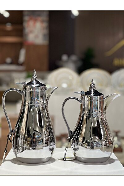 sahal aloula طقم ترامس كرم فضي لماع حافظ للحرارة من 6-9 ساعات 1 لتر