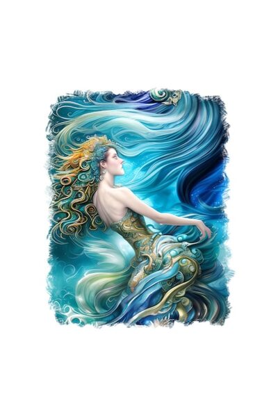 OEM Διακοσμητικό αυτοκόλλητο, Γοργόνα, Μπλε, 70 εκ.