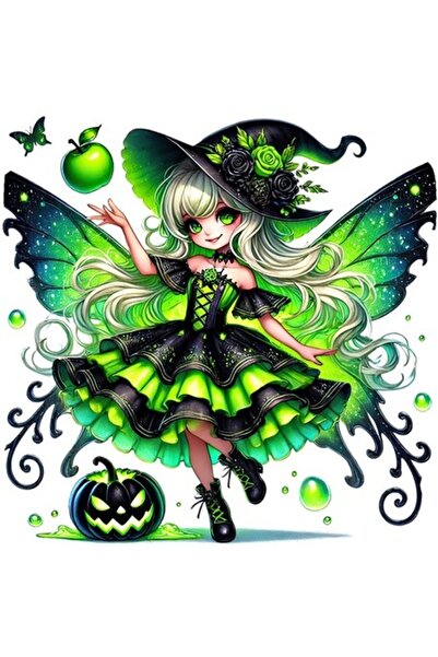 OEM Autocolant decorativ, Halloween, Zână, Verde