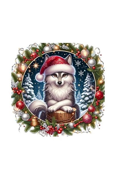 OEM Διακοσμητικό αυτοκόλλητο, Χριστούγεννα, Λύκος, Πολύχρωμο