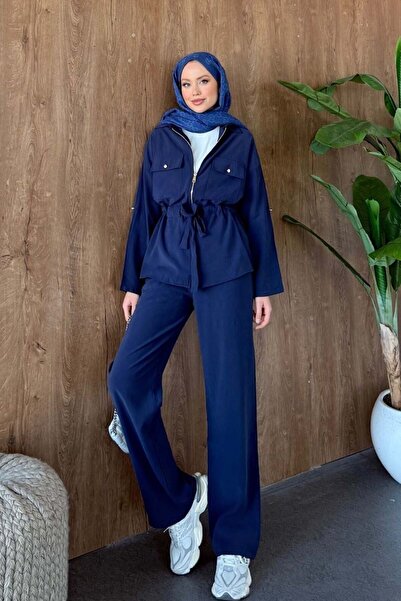 Şulemoda Giyim City Zipper Μοντάλ Σετ Σκούρο Μπλε