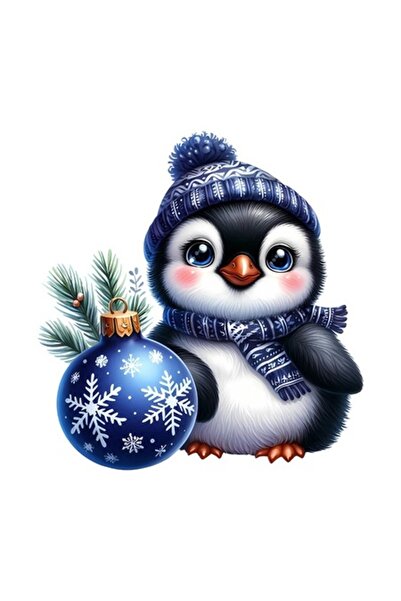 OEM Διακοσμητικό Αυτοκόλλητο, Χριστούγεννα, Πιγκουίνος, Μπλε