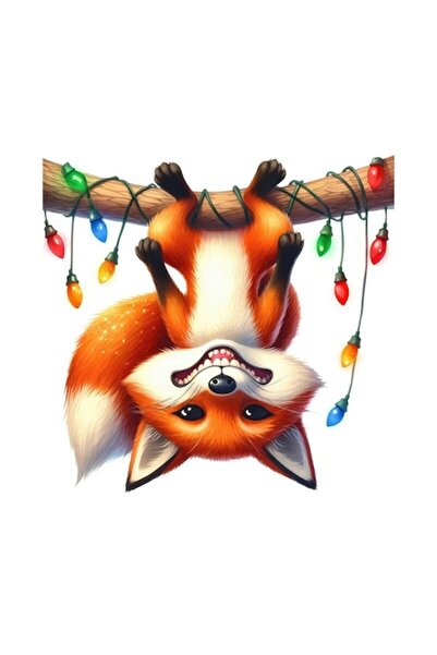 OEM Διακοσμητικό αυτοκόλλητο, Χριστούγεννα, Αλεπού, Πορτοκάλι