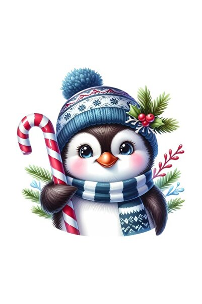 OEM Διακοσμητικό Αυτοκόλλητο, Χριστούγεννα, Πιγκουίνος, Μπλε