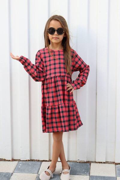 Yalçınoğlu Kids Girl's Dress Daily Comfortable Model 3-11 Years Old Cotton Pi...