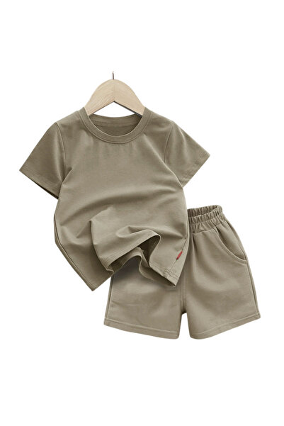 Bidani -Girl Lounge Set T-Shirt & Shorts, Olive, 1Y to 10Y