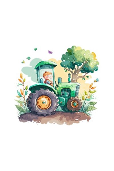 OEM Autocolant decorativ tractor, verde, 51 cm
