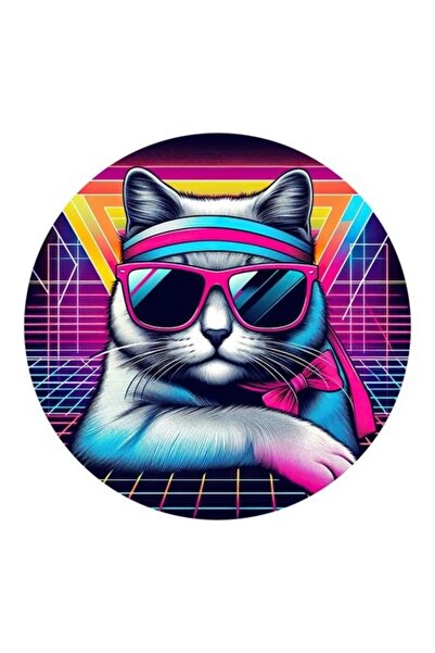 OEM Διακοσμητικό αυτοκόλλητο, Γάτα, Ρετρό, Πολύχρωμο