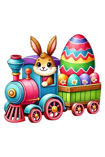 OEM Διακοσμητικό αυτοκόλλητο, τρένο, λαγουδάκι, πολύχρωμο