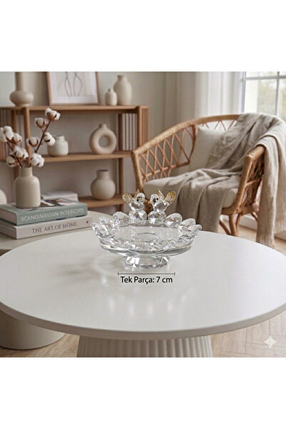 ÖZ KRİSTAL DESİGN Altın Yaldızlı Kristal Lokumluk ( 7 cm )