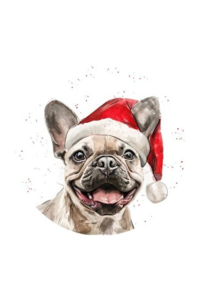 OEM Διακοσμητικό αυτοκόλλητο, Χριστούγεννα, Γαλλικό μπουλντόγκ, Πολύχρωμο