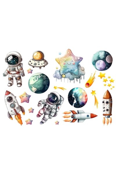 OEM Διακοσμητικό αυτοκόλλητο, αστροναύτες, πλανήτες, αστέρια, πύραυλοι