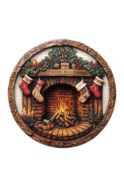 OEM Διακοσμητικό Αυτοκόλλητο, Χριστούγεννα, Τζάκι, Καφέ