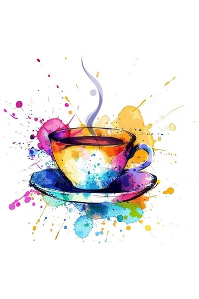 OEM Διακοσμητικό αυτοκόλλητο, φλιτζάνι καφέ, πολύχρωμο