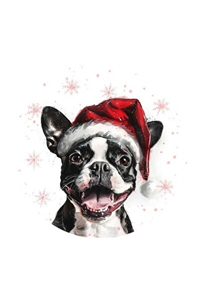 OEM Διακοσμητικό αυτοκόλλητο, Χριστούγεννα, Boston-Terrier, Πολύχρωμο