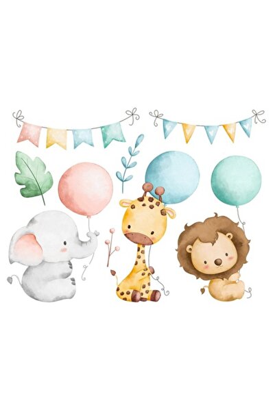 OEM Διακοσμητικό αυτοκόλλητο, παιδιά, ζώα, μπαλόνια