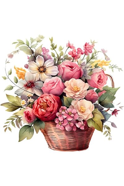 OEM Autocolant decorativ coș de flori, roz, 63 cm