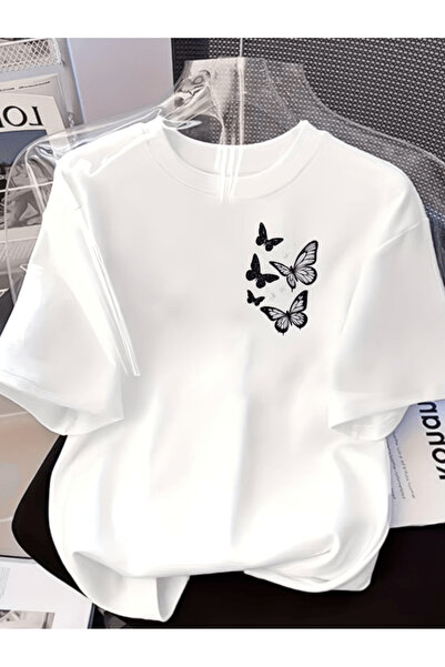 gencerco Μπλουζάκι Premium Oversize με στάμπα Mini Flying Butterfly