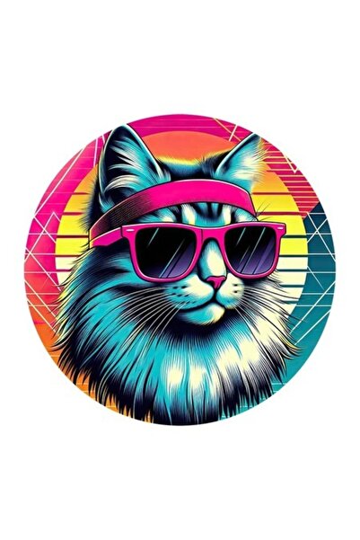 OEM Διακοσμητικό αυτοκόλλητο, Γάτα, Ρετρό, Πολύχρωμο