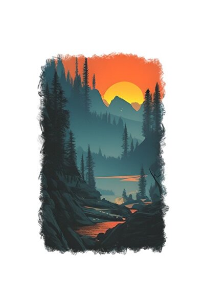 OEM Διακοσμητικό αυτοκόλλητο, ορεινό τοπίο, πολύχρωμο, 85 εκ.