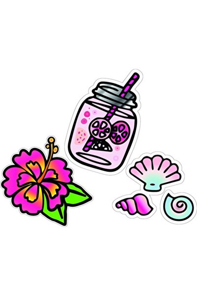 OEM Διακοσμητικό αυτοκόλλητο, κοχύλια για κρύα ποτά, ροζ, 75 εκ.