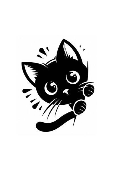 OEM Διακοσμητικό αυτοκόλλητο, Γάτα, Μαύρο