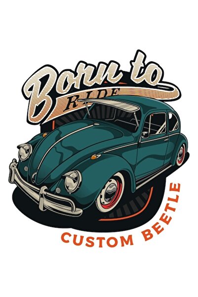 OEM Decorative Sticker, Classic Beetle Car, Turquoise