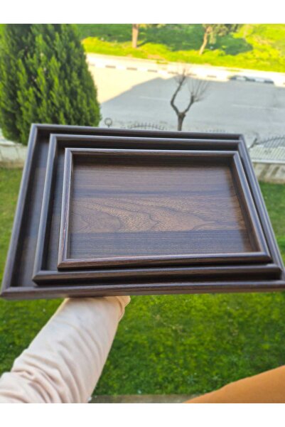 PABLITO HOME 3 ADET DOĞAL BAMBU TEPSİ SETİ SERVİS VE SUNUM TEPSİSİ 40X30 CM