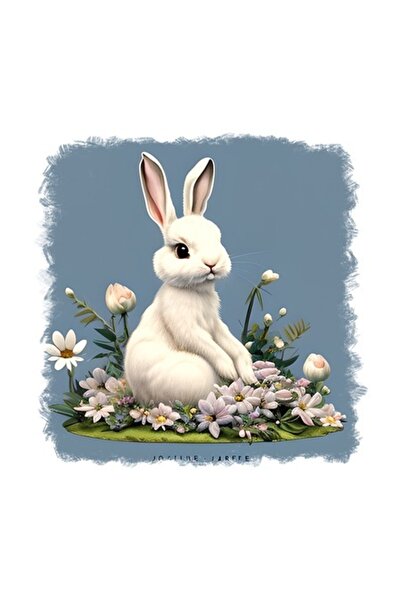 OEM Διακοσμητικό αυτοκόλλητο, Κουνέλι, Λευκό, 55 εκ.